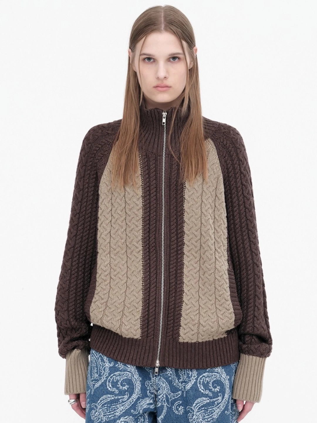 밀로 우먼 Mono Wool Knit Zip Up [Brown] 상품 이미지 1