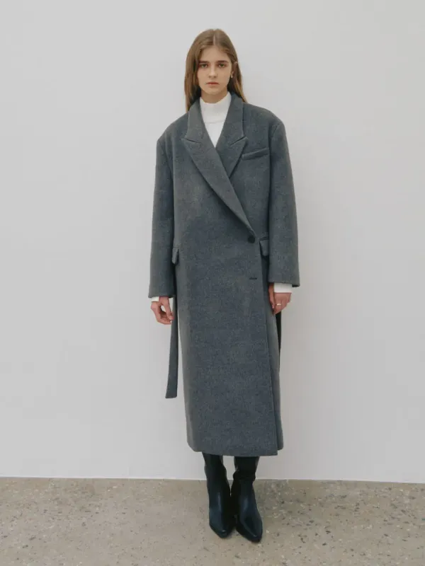 [3rd] LONDON Cashmere Double Oversized Tailored Coat_Charcoal Gray