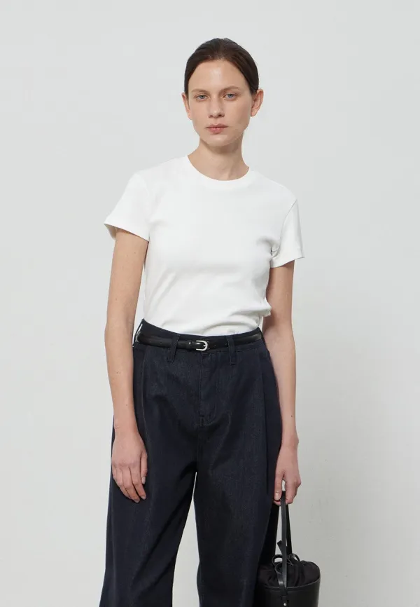 COZY RIBBED T-SHIRT - WHITE