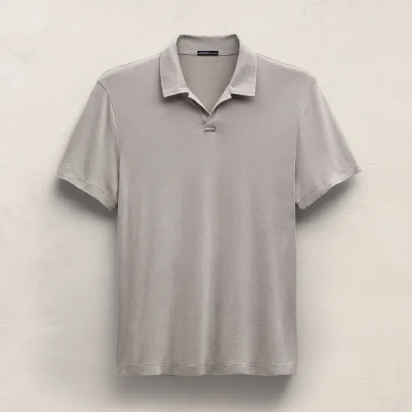 Cotton Cashmere Open Polo - Fog