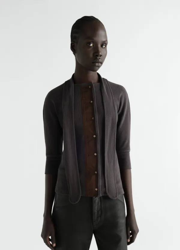 ASCOT T-SHIRT IN LINEN AND COTTON RIBBED JERSEY