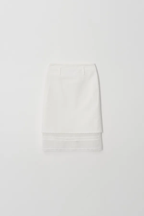 Layered Lace Belt Loop Skirt (white)