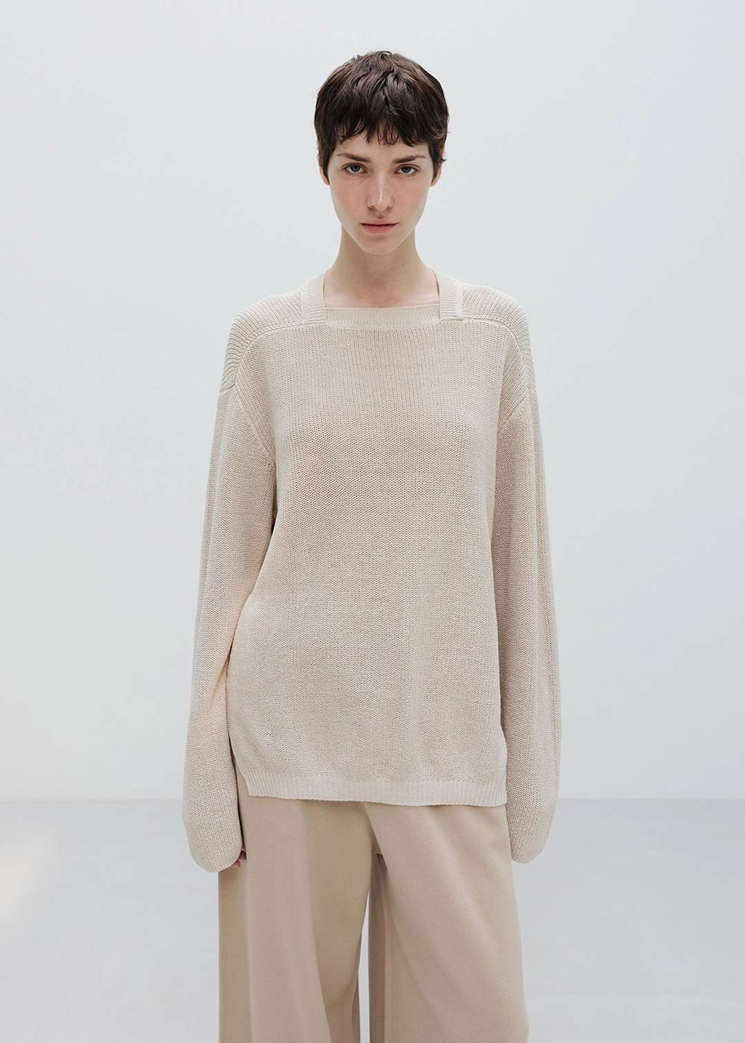 우마뭉 Paper yarn square neck pullover_Natural 상품 이미지 2