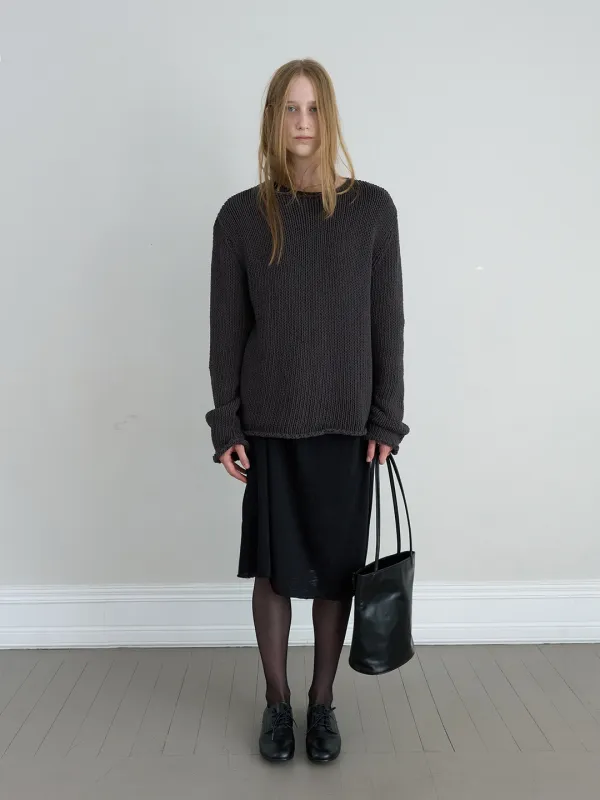 RELAXED COTTON SWEATER IN CHARCOAL