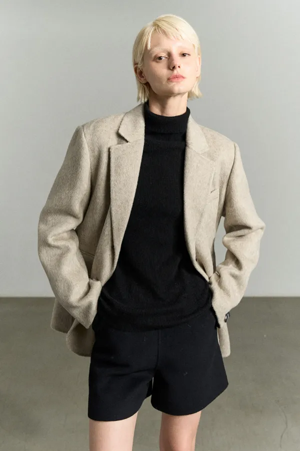 ANGORA SILK HANDMADE JACKET OATMEAL