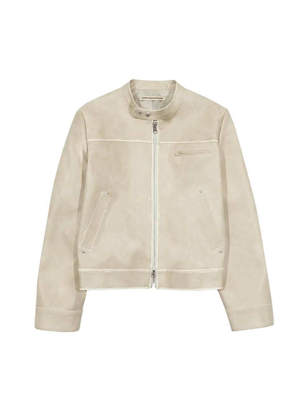 마가린핑거스 RIVET WASHED FAKE LEATHER JACKET (BEIGE) 상품 이미지 1