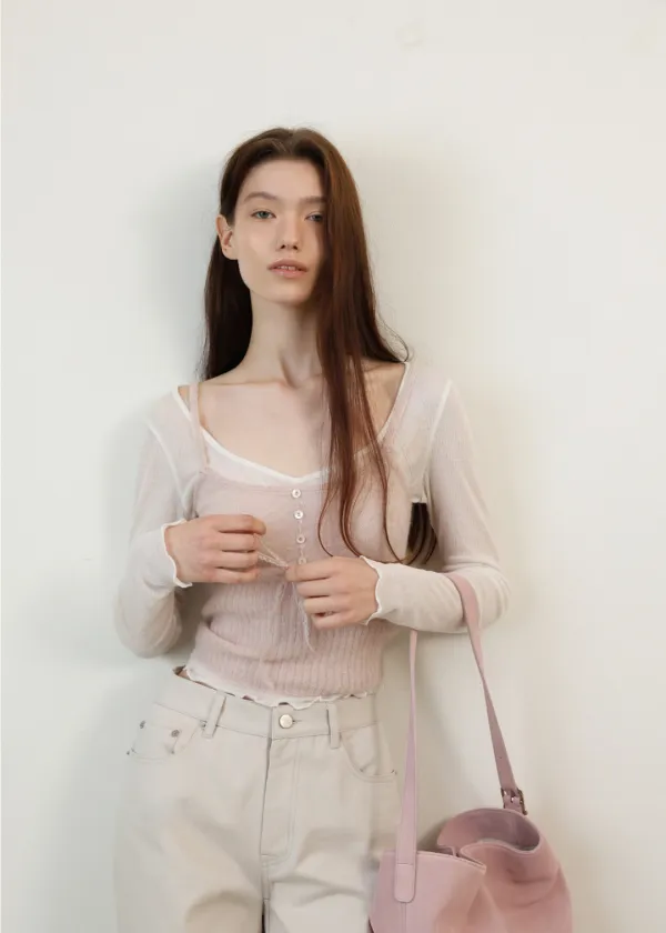 [2ND] Heart Shirring T-shirt(Ivory)