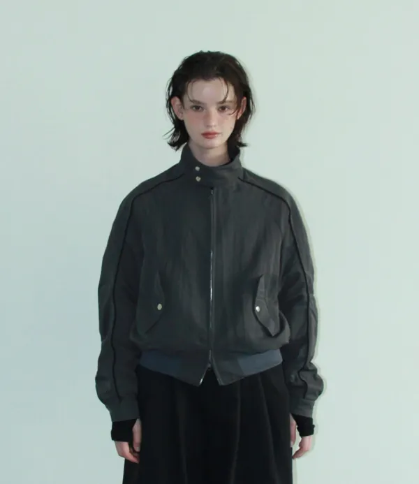 CURVED LINE HIGHNECK JUMPER (CHARCOAL)