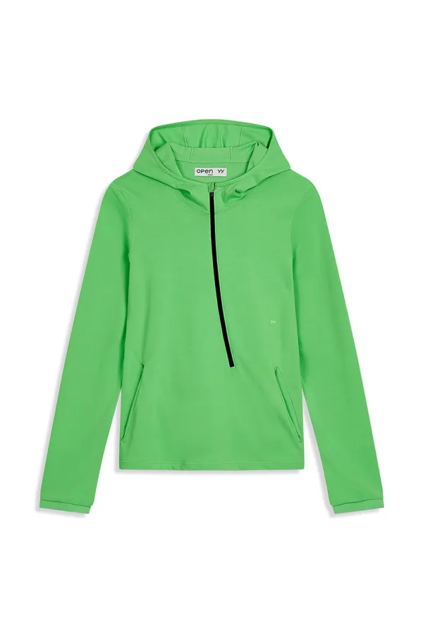 CURVED JERSEY HOODIE, LIME GREEN