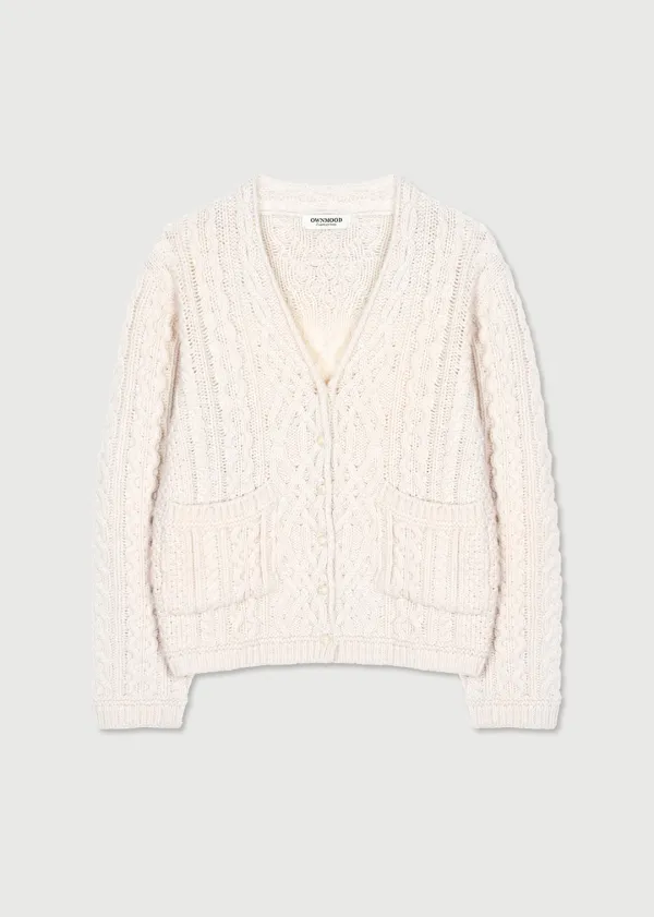 HERITAGE CABLE CARDIGAN - CREAM