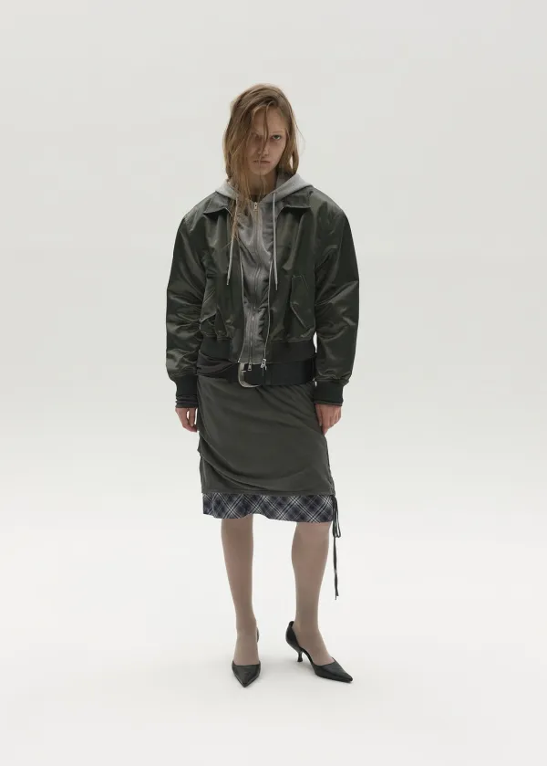 ZIP-UP HOODED NYLON BLOUSON (KHAKI)