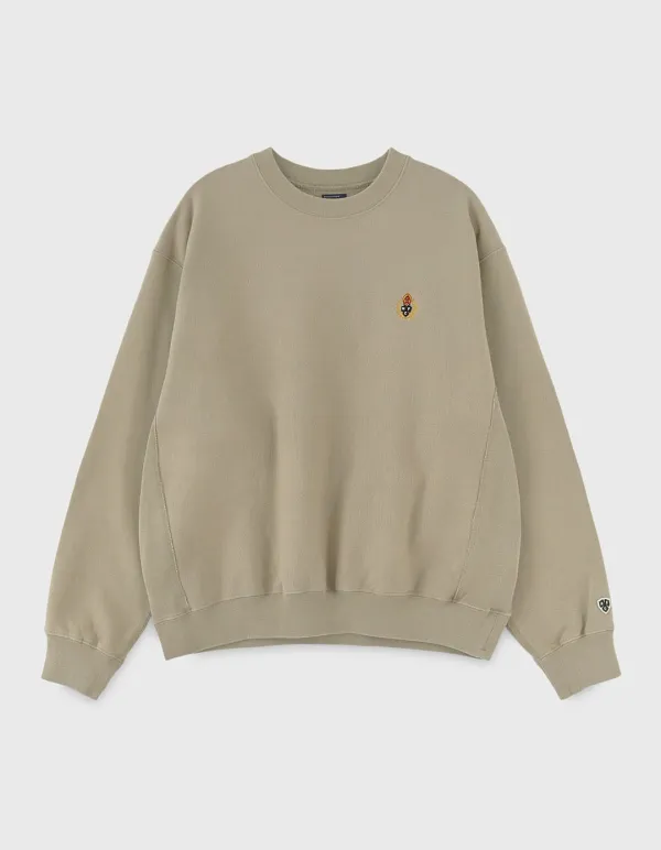 CREST WASHED 221 CREWNECK / Beige