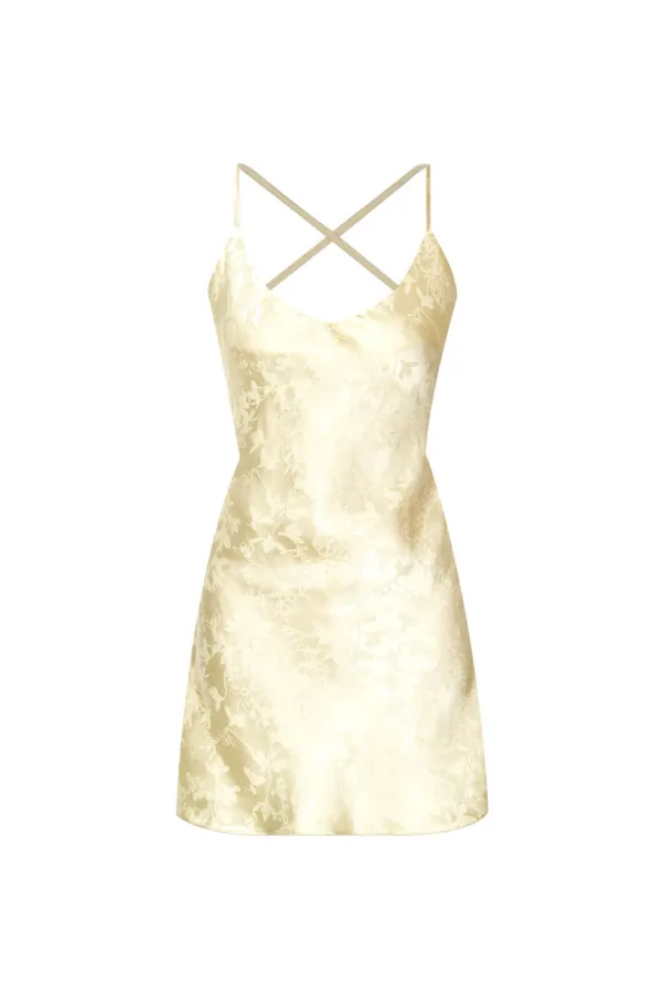 OPEN BACK MINI SLIP DRESS (LIME)