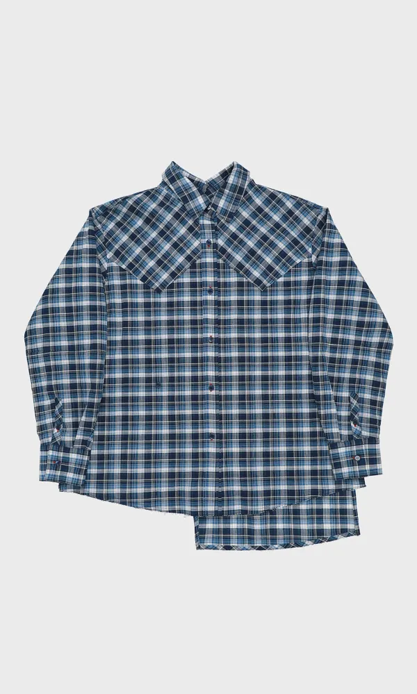 [Best] Two-way Check Shirts_Blue Check