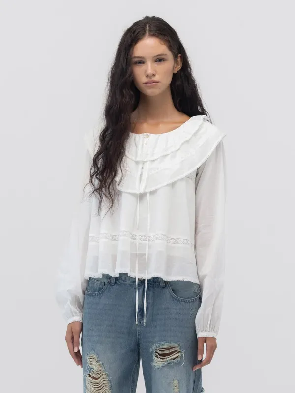 MALLOW LACE BLOUSE (WHITE)
