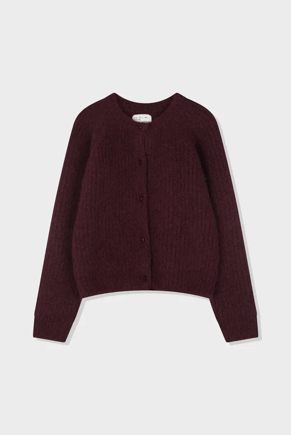 snug heavy cardigan - burgundy
