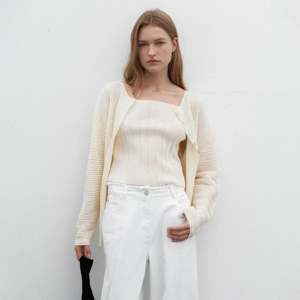 (T-7130)ACCORD PLEATS CAMISOLE KNIT