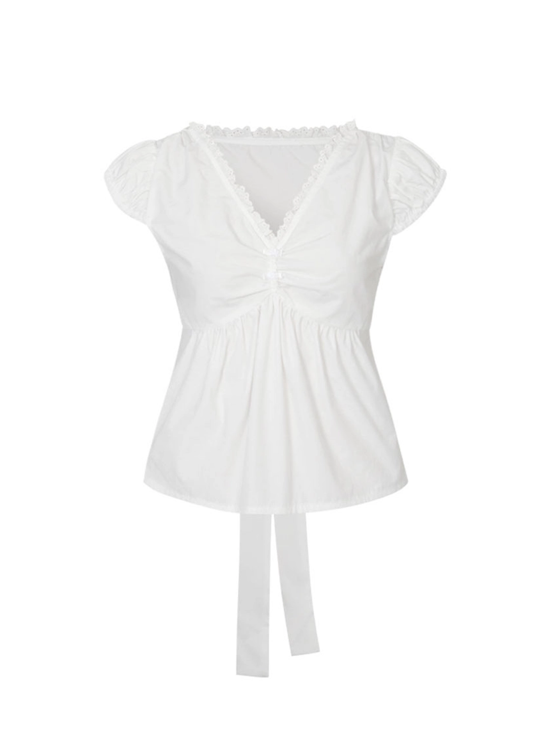 루루서울 [2차] Zoey Shirring Blouse (White) 상품 이미지 1