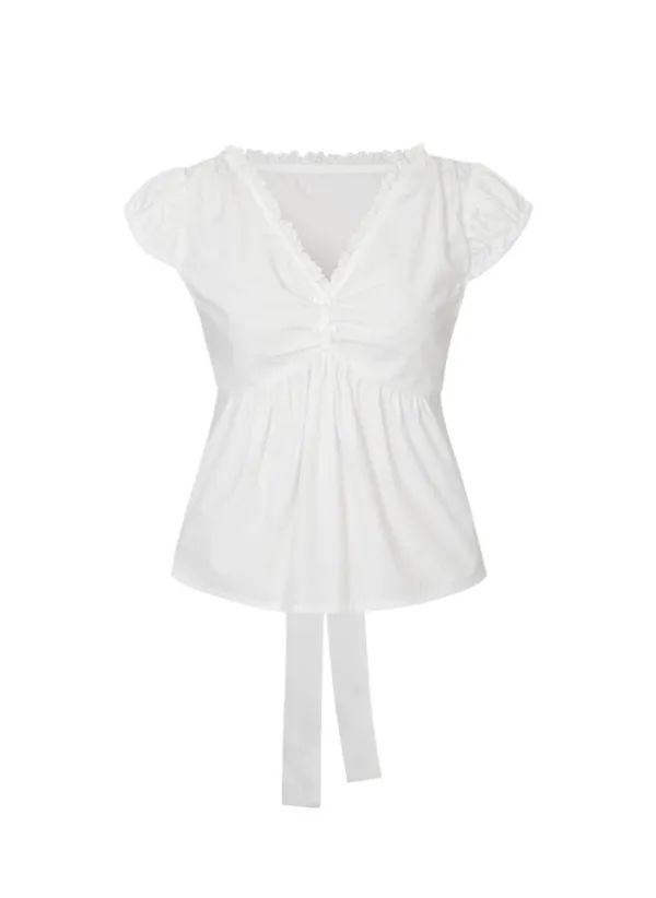 [2차] Zoey Shirring Blouse (White)