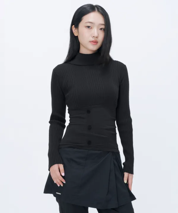 [10월 19일 발매] Back placket knit BLACK