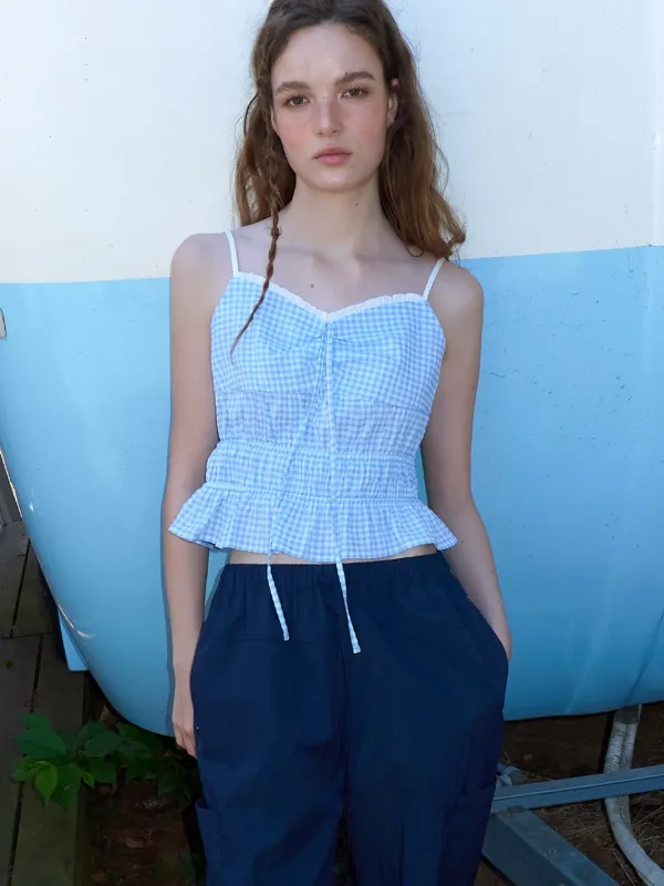 Smocked Cami Blouse, Sky Blue