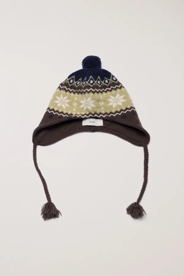 POMPOM TAIL BEANIE BROWN