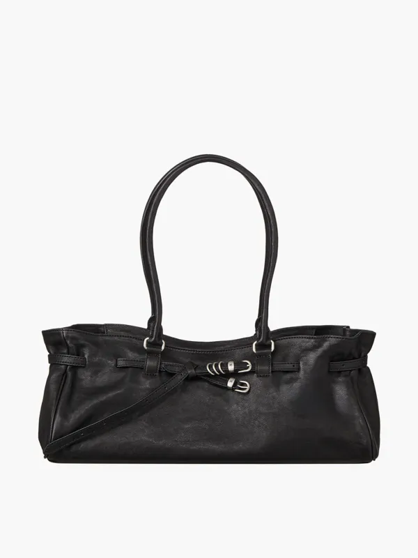 SOFT GRANDMA SHOULDER BAG_black washed nappa