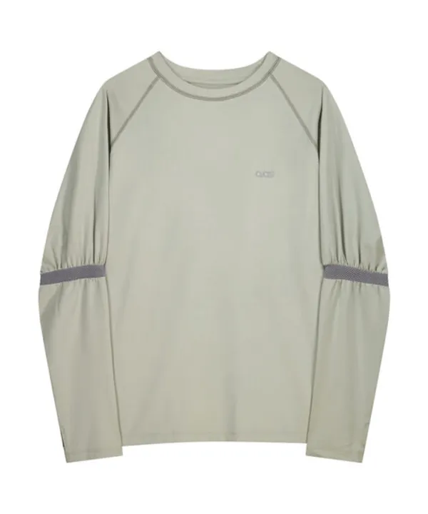 Mesh Band Puff Sleeve / Mint Grey