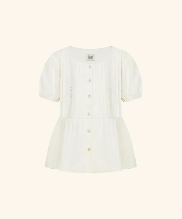 Melson See-Through Lace Blouse ( Cream )