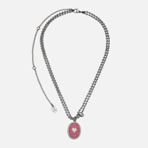 knit love necklace-pink