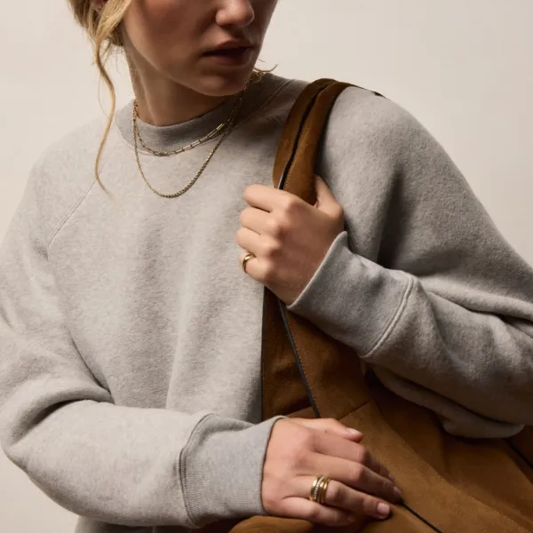Cozy Fleece Crew - Heather Grey