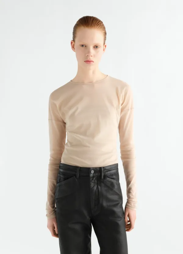 LONG-SLEEVE BALLERINA-STYLE TOP IN MESH JERSEY