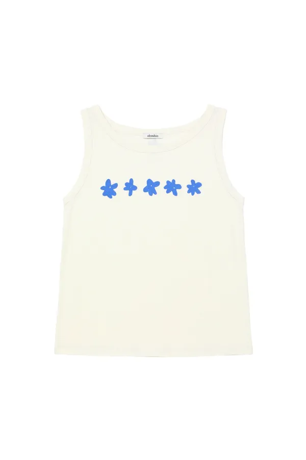 FLOWER PRINTING SLEEVELESS, IVORY