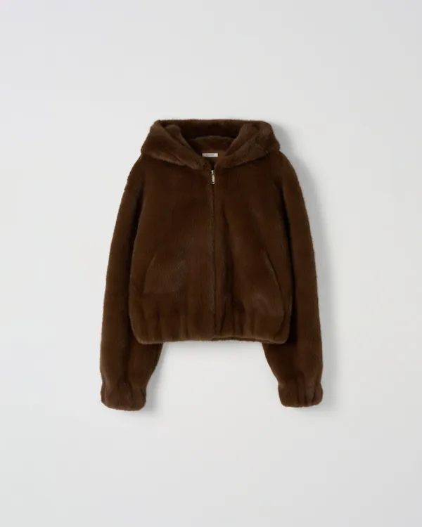 Hooded Fur Jacket [BROWN]
