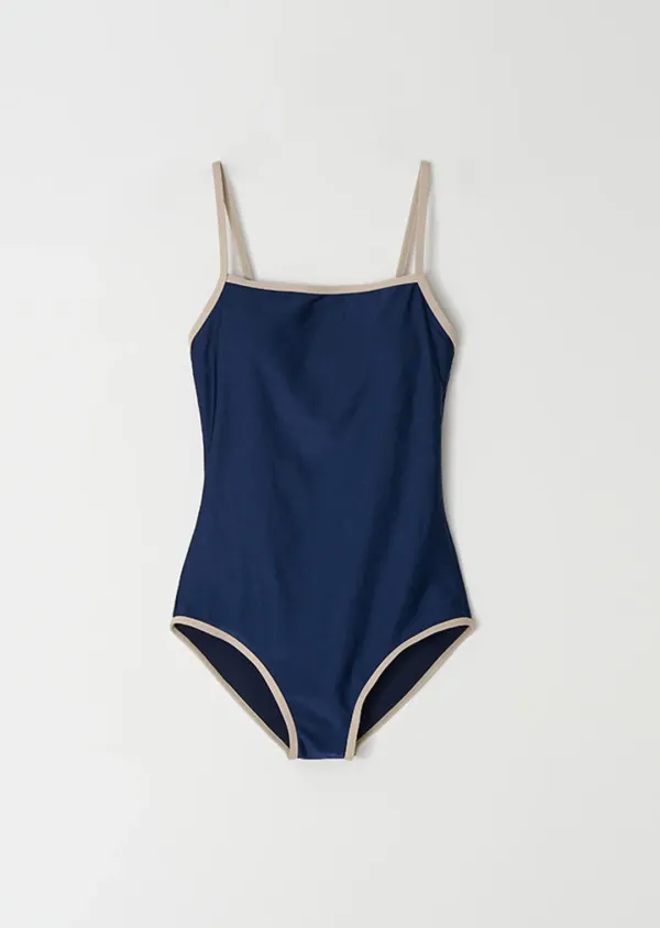 glossy swim suit-navy