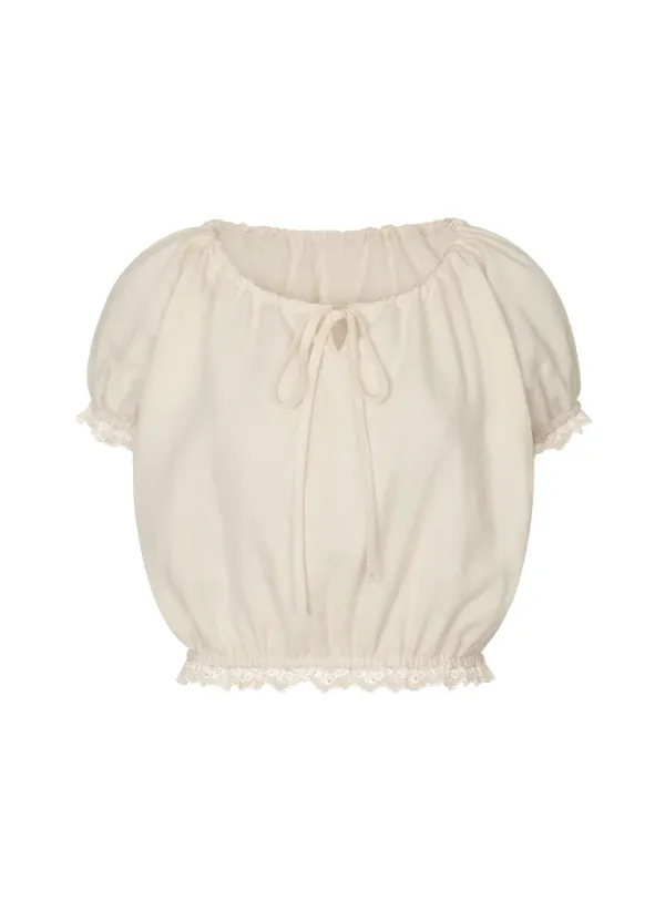 Zen Lace String Top (Oat Cream)