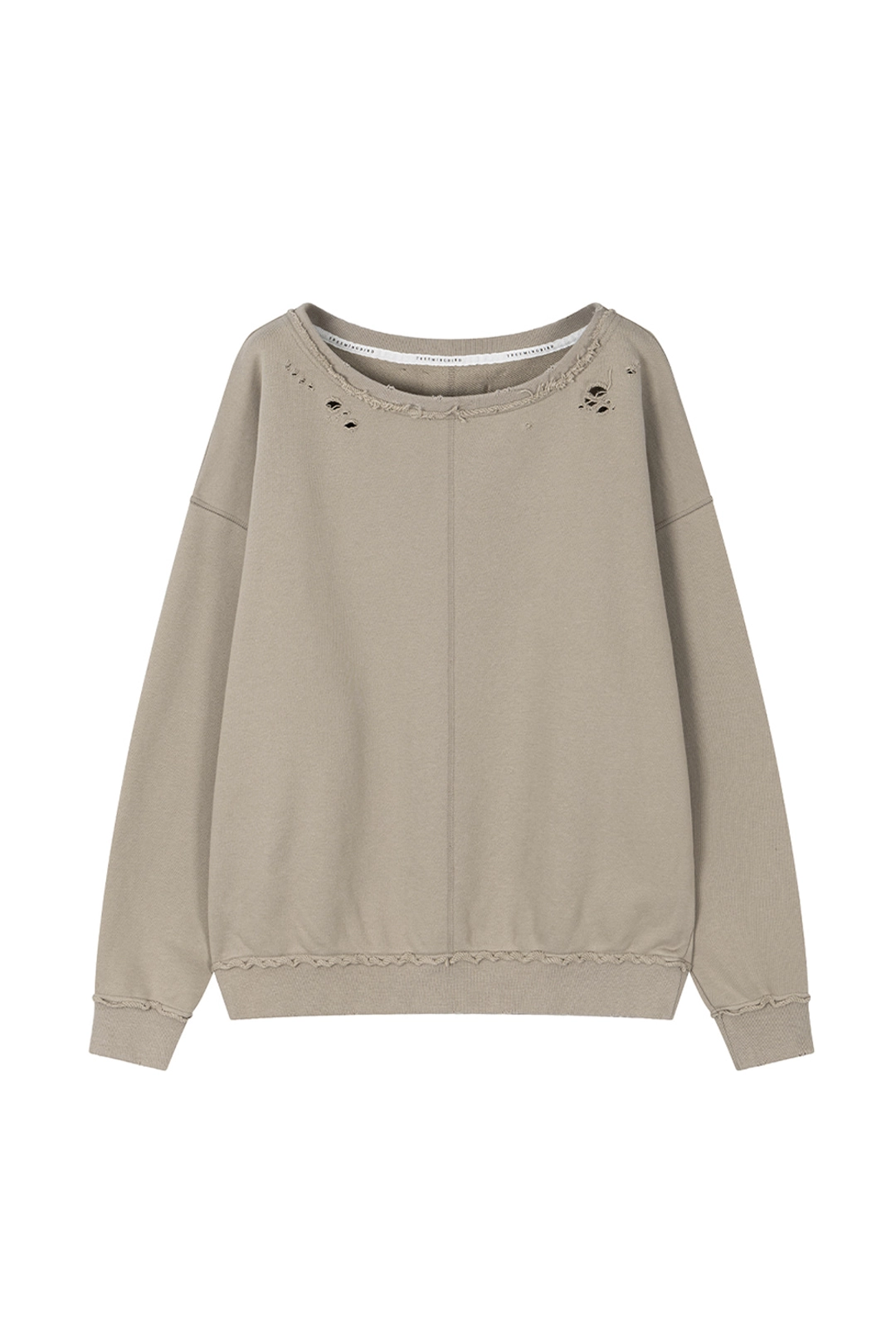 트리밍버드 Scratch Damage Boat Neck Sweat Shirt [ Beige ] 상품 이미지 1