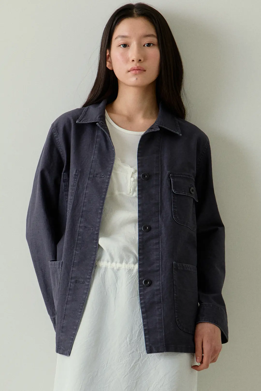 블랭크공삼 washed french work jacket (vintage blue) 상품 이미지 2