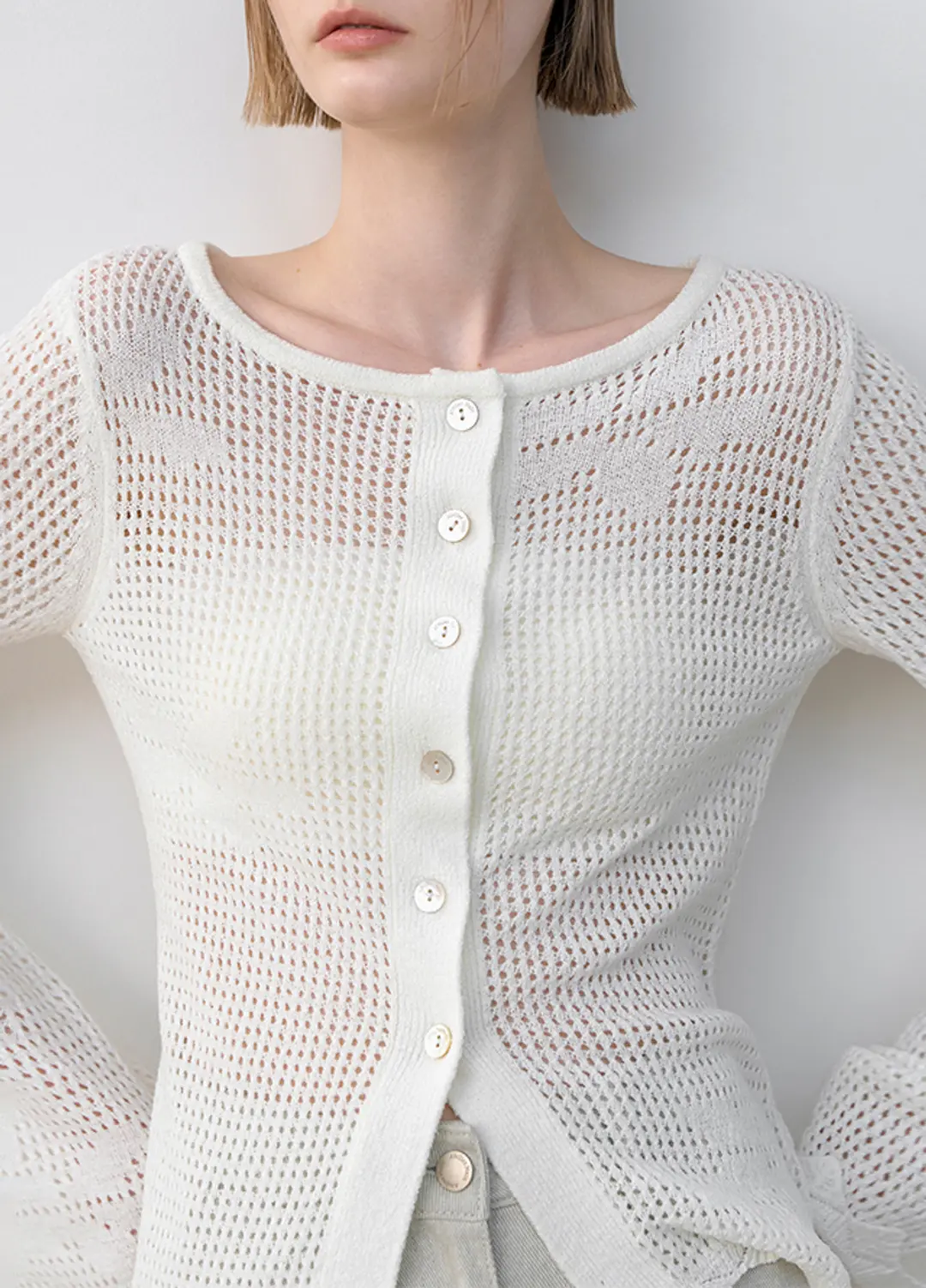 아뜰리에 나인 (CD-2185)FLOWER JACQUARD CARDIGAN 상품 이미지 2