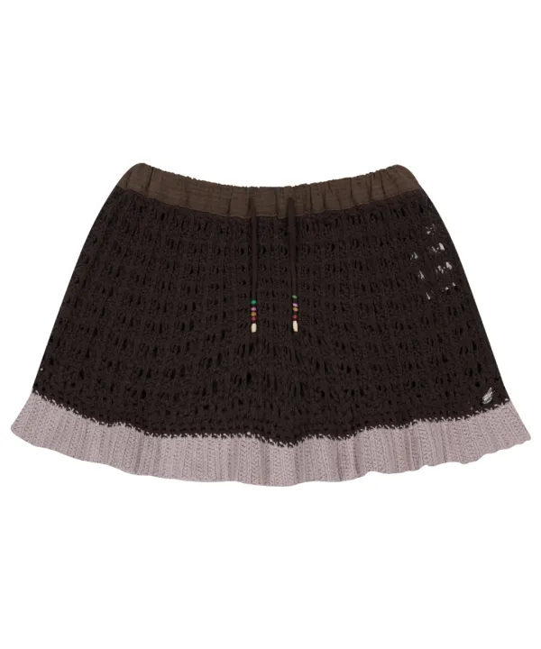 LAYERED KNIT SKIRT BROWN