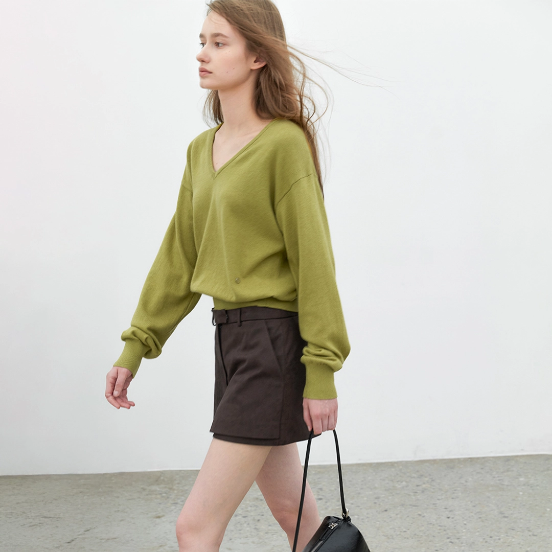 아뜰리에 나인 (Z-T-7192)COTTON&WOOL OVERFIT V-NECK KNIT 상품 이미지 1