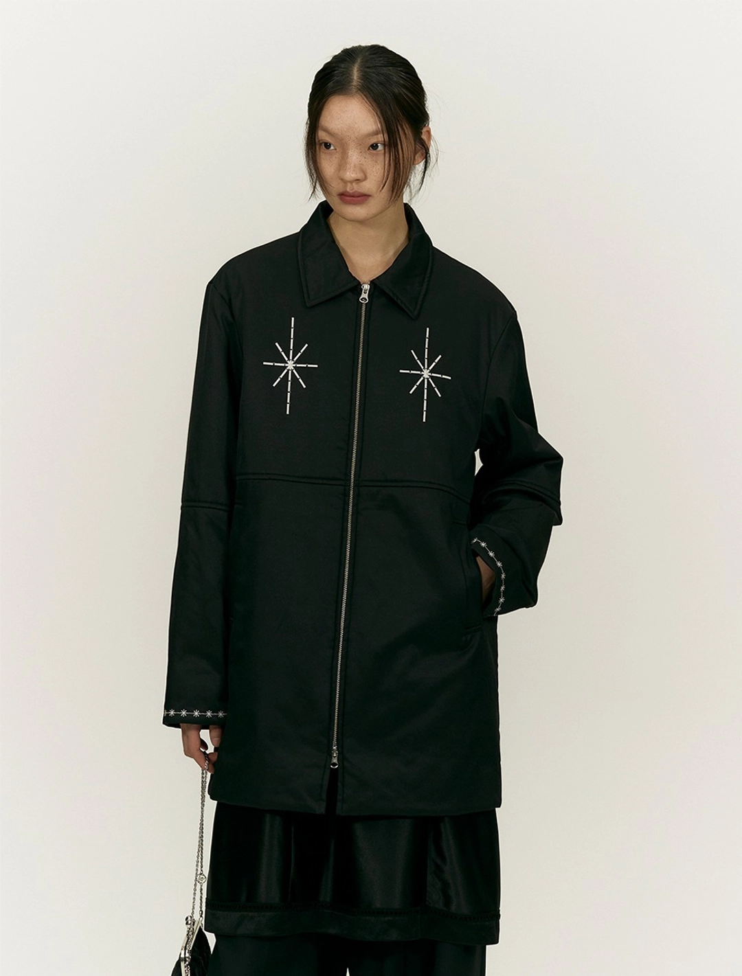 솔티페블 BOHEMIAN STITCH HALF COAT PADDING [BLACK] 상품 이미지 2