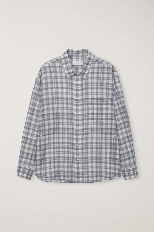 UNISEX SEERSUCKER BD SHIRT SOFT GREEN CHECK_UDSH6B127E1