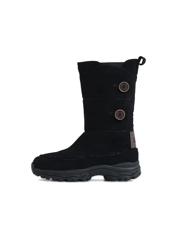 [AS\"ON X NEGATIVETHREE] BUTTON UGG BOOTS / BLACK