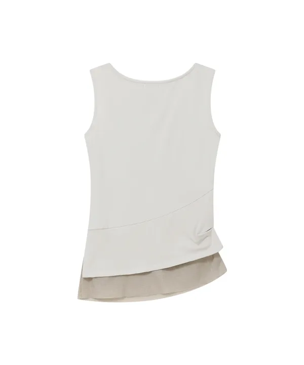 [레이 PICK] Unbalanced sheer layered sleeveless GREY
