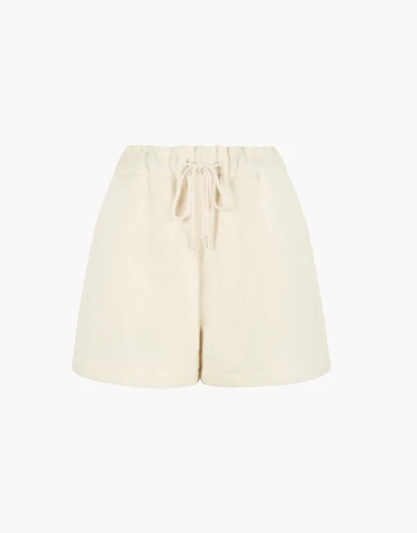 wool banding shorts - ivory