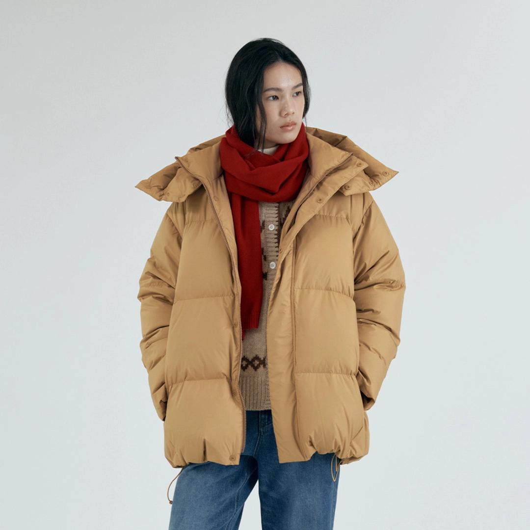 시야쥬 SIOT4176 덕다운 오버 핏 후드 패딩_Camel beige 상품 이미지 2