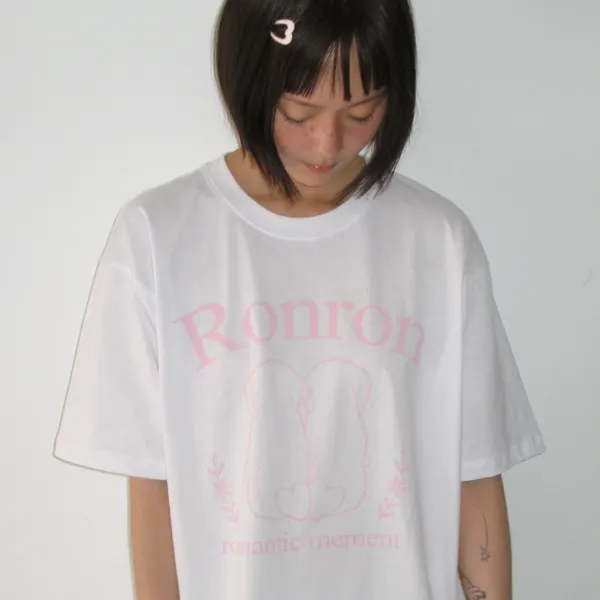 PUPPY TAILS BASIC FIT T SHIRT WHITE PINK