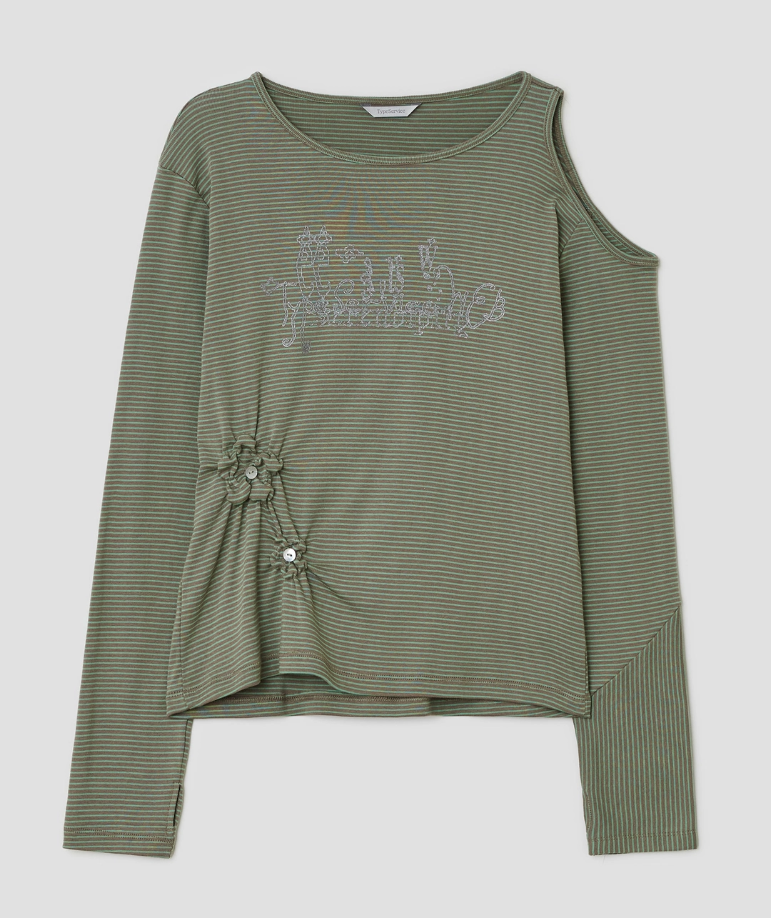 타입서비스 Flower Button Cut Out Top [Green] 상품 이미지 1
