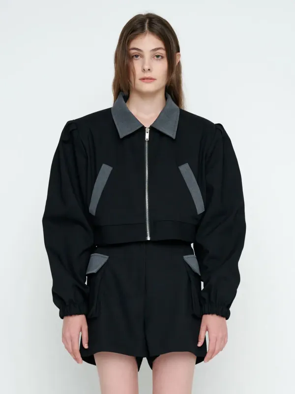 BULD POINTED WOOL JACKET / BLACK